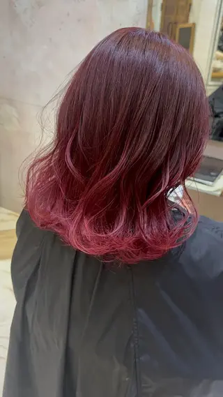 ミディアム ブリーチなしダブル カラー縮毛矯正　下野のヘアスタイル