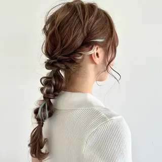 ヘアアレンジ 韓国レイヤー 暖色カラー/さくらのヘアスタイル