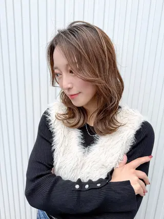 ミディアム レイヤー/韓国/ボブ /縮毛矯正/内藤康太のヘアスタイル