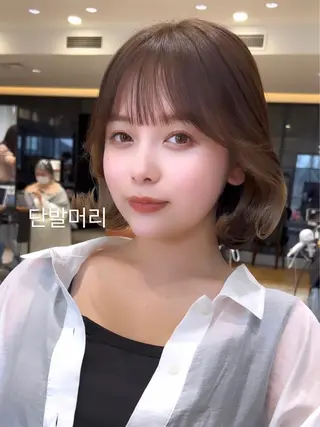 ミディアム カラー パーマ ヘアアレンジ 日本一の小顔カット/ ボブ/顔周り/韓国のヘアスタイル