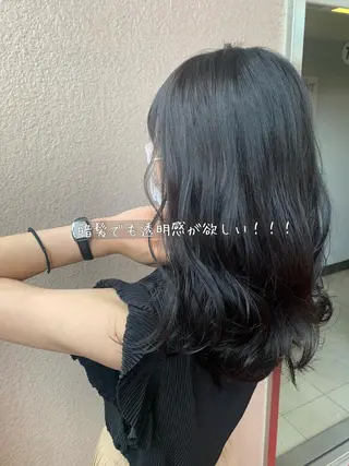 セミロング 淡色ふんわりhair 新宿satomiのヘアスタイル