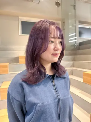 ミディアム カラー 染谷 遥花のヘアスタイル