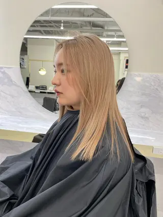 セミロング カラー ヘアアレンジ maoブリーチ無し 似合わせカラーのヘアスタイル