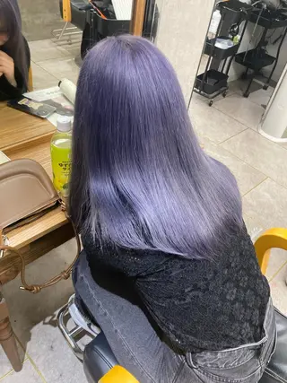 セミロング カラー たつや/ハイトーン/ バレイヤージュ/寒色のヘアスタイル