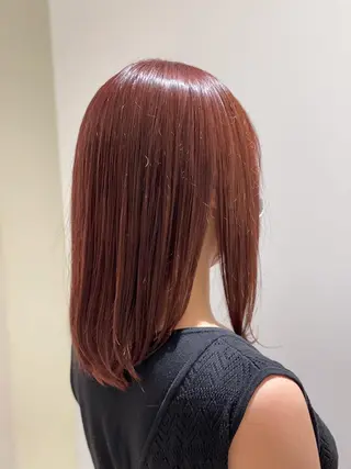 ミディアム カラー 蜂須賀🐝縮毛矯正 ストレートパーマのヘアスタイル