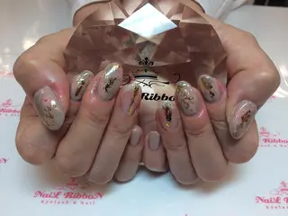 ネイル ネイルリボン 受付スタッフのネイルデザイン