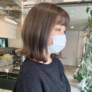 ミディアム カラー 透明感/オリーブ/ グレージュ/YUKAのヘアスタイル
