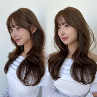 セミロング カラー 似合わせレイヤー/ 透明感カラーのヘアスタイル
