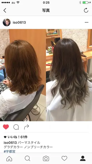 ミディアム セミロング カラー パーマ レイヤーカット匠 イソザキノリユキのヘアスタイル