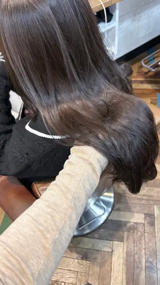 セミロング カラー パーマ レイヤー/透明感/ ブリーチなし/わかなのヘアスタイル