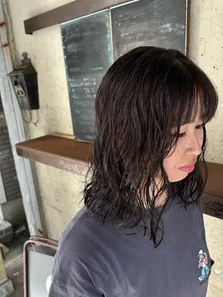 ミディアム カラー 水原波津輝/ボブ /ニュアンスパーマのヘアスタイル