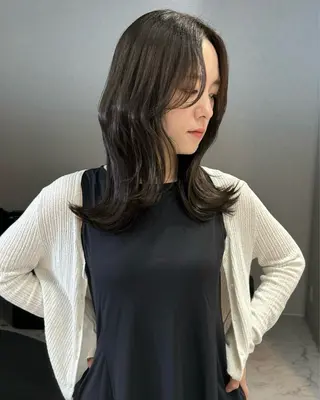 ミディアム カラー ヘアアレンジ アンドウ ユウ/ レイヤーカット/韓国のヘアスタイル