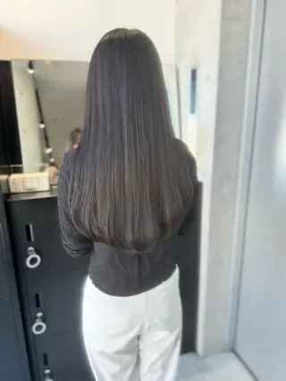 セミロング カラー パーマ ヘアアレンジ 透明感/オリーブ/ グレージュ/YUKAのヘアスタイル