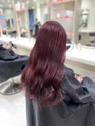 ロング カラー ワインレッド 🍒KAHOのヘアスタイル