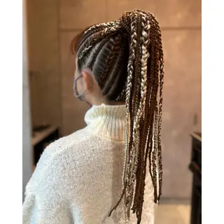 セミロング カラー パーマ ヘアアレンジ メンズ キッズ BRAIDS💎愛子 大人ハイライト💎のヘアスタイル