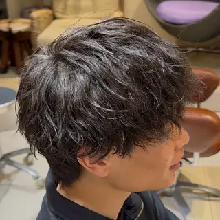 ショート カラー パーマ ヘアアレンジ メンズ シャドウパーマ特化/ メンズパーマ/石見のヘアスタイル
