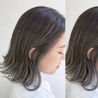 セミロング カラー JuNブリーチに 縮毛矯正するプロのヘアスタイル