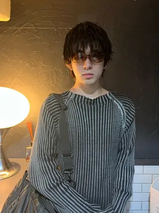 ショート メンズ 退色まで透明感ある ダブルカラー/リクのヘアスタイル