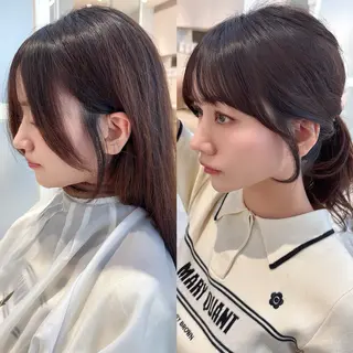 セミロング レイヤーカット/ 顔まわり/アオイのヘアスタイル