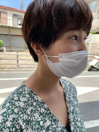 ショート カラー パーマ ヘアアレンジ パーマ/透明感カラー /ボブ/吉田一生のヘアスタイル