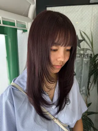 セミロング カラー ハイトーン/髪質改善 🦋岩渕かすが🖤のヘアスタイル