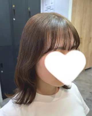 ミディアム カラー 縮毛矯正/艶髪カラー ヘアアレンジ/ひふみのヘアスタイル