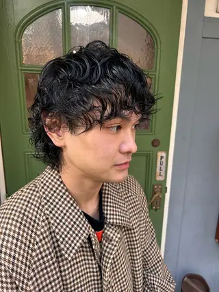 ショート パーマ メンズ 清水千優/パーマ/透 明感カラー/メンズのヘアスタイル