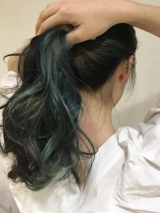 セミロング カラー ヘアアレンジ きむえり/髪質改善 /セット/カラーのヘアスタイル