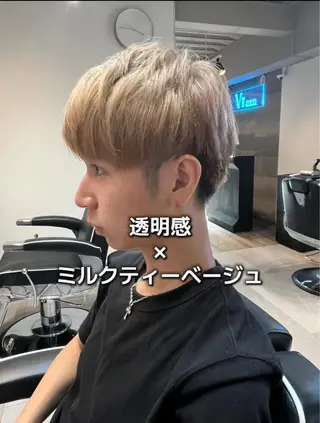 ショート カラー メンズ カラーモデル募集✨ 透明感カラー💎櫂斗のヘアスタイル