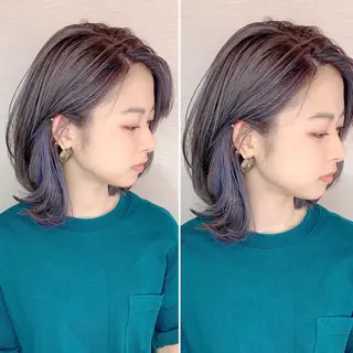 ミディアム ブリーチなしダブル/ レイヤーカット 小棹のヘアスタイル