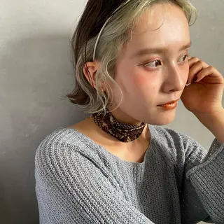 ミディアム Null 表参道所属・岩下昂世/ ハイトーン/デザインのヘアスタイル