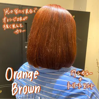 ミディアム カラー 暖色艶color / ボブ🦩Rioのヘアスタイル