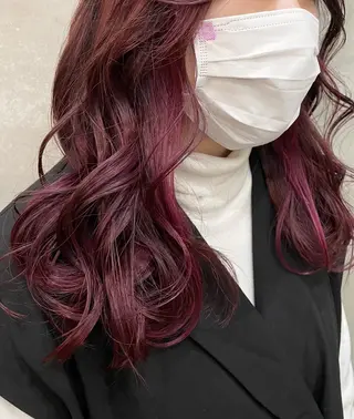 セミロング カラー 【ピンク/韓国ヘア/ ヘアセット】亜海のヘアスタイル