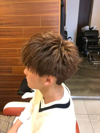 ショート カラー メンズ 塩谷黎✨ブリーチ無W カラーメンズパーマ✨のヘアスタイル