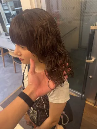 セミロング パーマ TE$⚡️HIN /レディースパーマのヘアスタイル