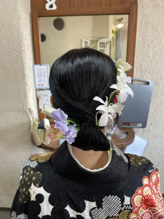 ミディアム ヘアアレンジ 磧本 祐里恵のヘアスタイル