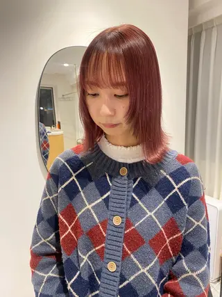 ミディアム カラー knock所属・knock　國友 華乃のヘアスタイル