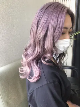 ミディアム カラー mimiiy梅田 中崎町ハイトーンのヘアスタイル