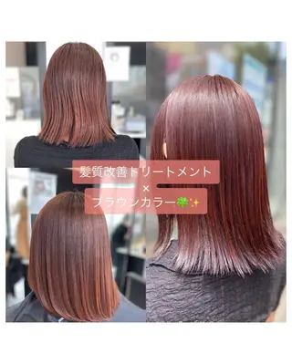 ミディアム YASU🍎CUT 赤系カラー/ヘアケアのヘアスタイル
