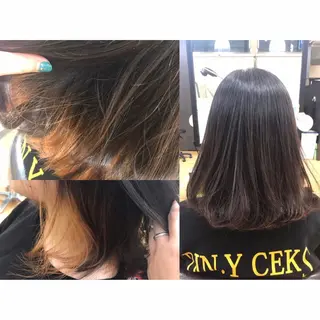 ミディアム カラー 🫧透け感⋆艶髪💎 山口アヤカのヘアスタイル