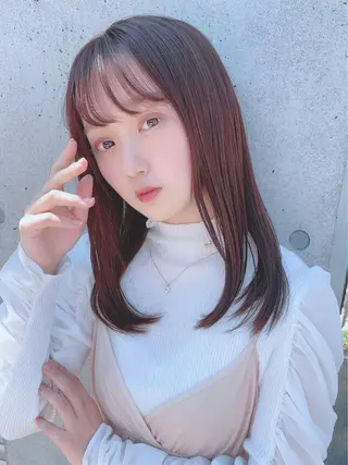 セミロング カラー パーマ ヘアアレンジ 【公式】amble luxe池袋東口🩷のヘアスタイル