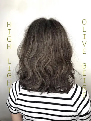 ミディアム カラー パーマ 美髪矯正 🌈髪質改善 山下のヘアスタイル