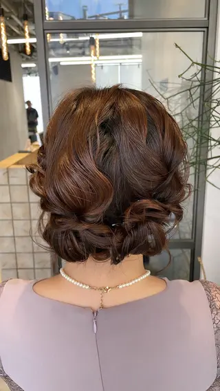 ミディアム ヘアアレンジ 透明感カラー✨艶髪 制作🌱山根あゆみのヘアスタイル