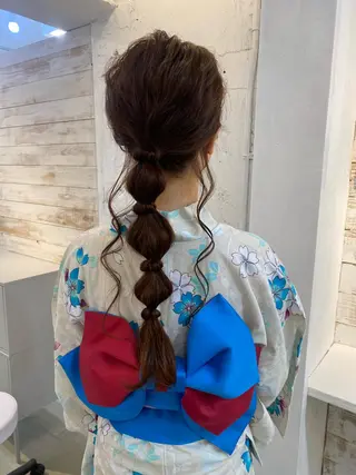 ブリーチなしカラー ダブルカラーエクステのヘアスタイル