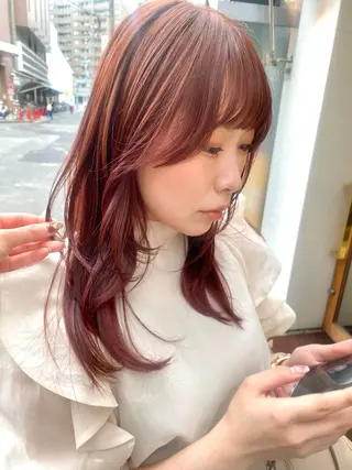 セミロング カラー 安永 涼のヘアスタイル