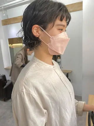 ショート パーマ 森貴裕/ベージュ/ パーマ/オリーブのヘアスタイル