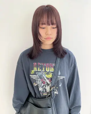 ミディアム カラー iet.所属・ウルフ/ボブ/耳ツボ ジュエリー◎ricoのヘアスタイル