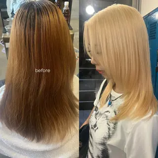 ミディアム カラー 無料カット/ハイ トーンカラー/きらのヘアスタイル