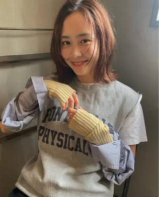 ミディアム レイヤー/韓国ヘア 杉浦結梨のヘアスタイル