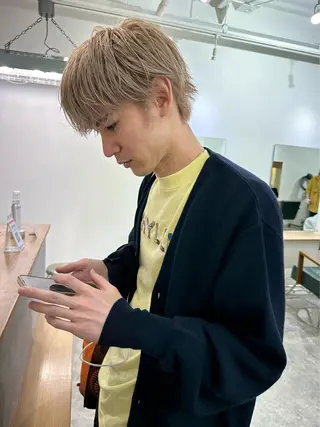 ショート カラー メンズ パーマ/透明感カラー /ボブ/吉田一生のヘアスタイル